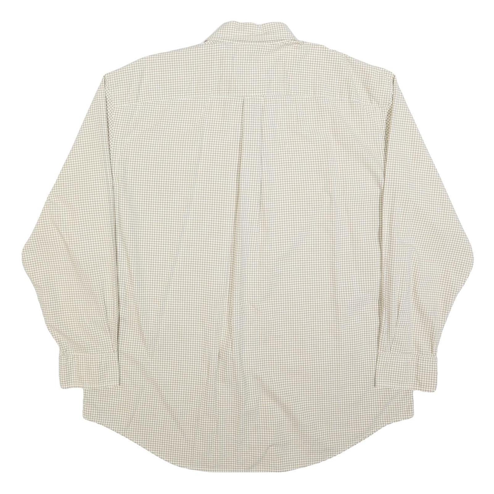 NAUTICA Mens Beige & Brown Check Shirt XL Button Down Cotton Blend Long Sleeve