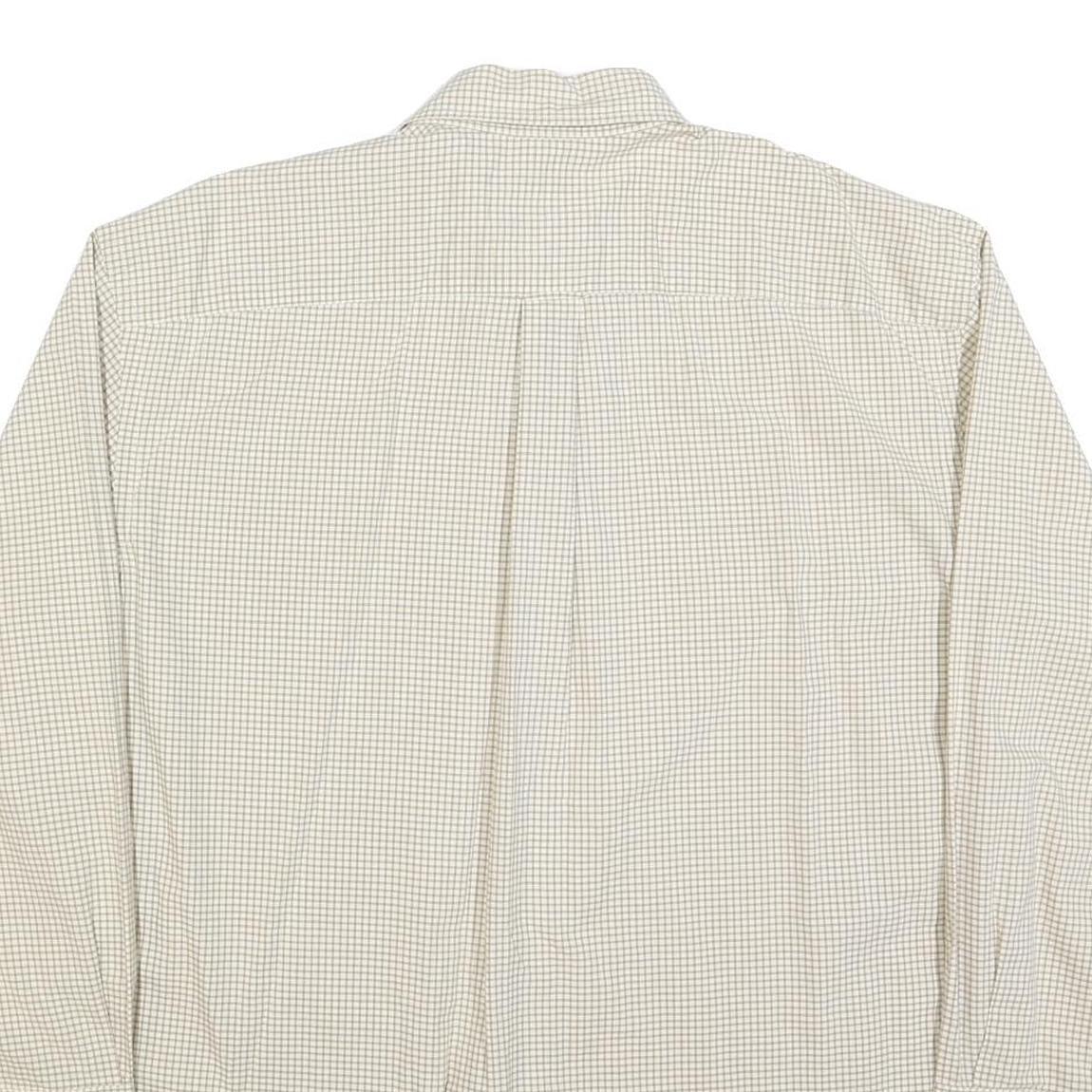 NAUTICA Mens Beige & Brown Check Shirt XL Button Down Cotton Blend Long Sleeve