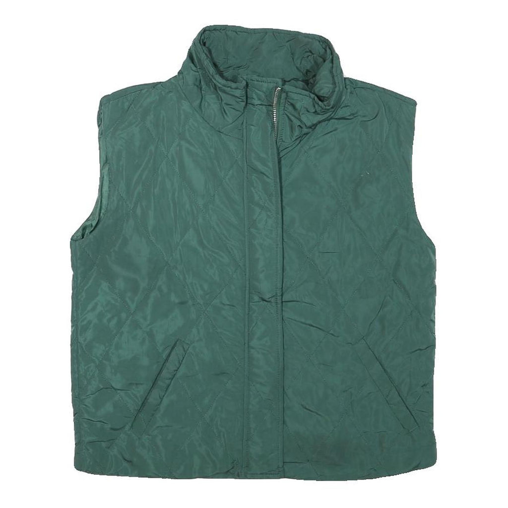 SUPERDOWN Womens Green Quilted Zip Jacket XS Polyester Blend Sleeveless