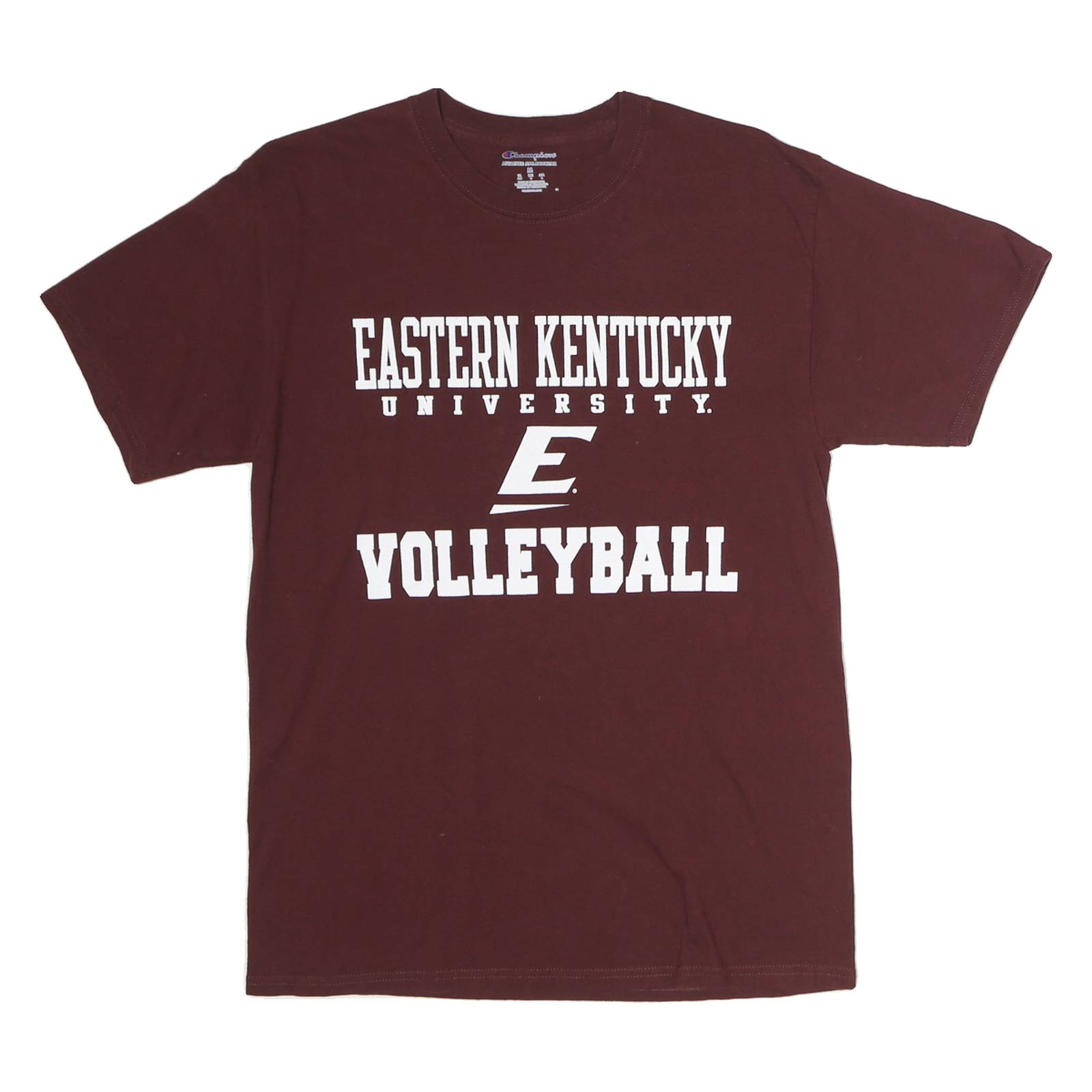 CHAMPION Mens Maroon Eastern Kentucky University Volleyball T-Shirt M Short