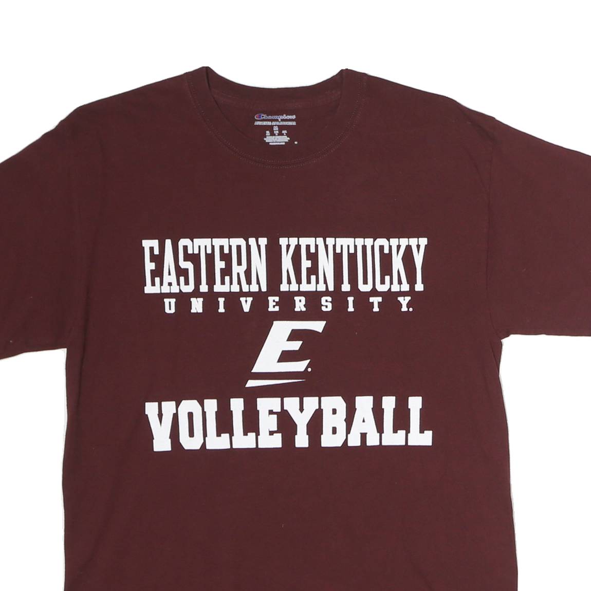 CHAMPION Mens Maroon Eastern Kentucky University Volleyball T-Shirt M Short