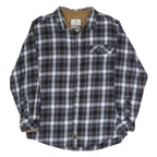 BUCK CAMP Mens Blue Black & White Checked Long Sleeve Shirt L Casual Cotton