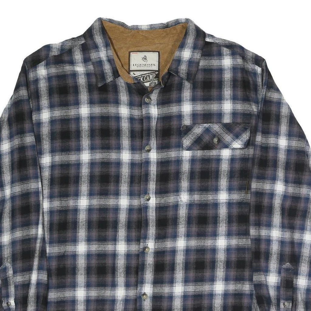 BUCK CAMP Mens Blue Black & White Checked Long Sleeve Shirt L Casual Cotton