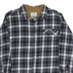 BUCK CAMP Mens Blue Black & White Checked Long Sleeve Shirt L Casual Cotton