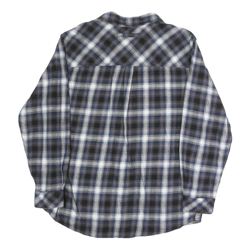 BUCK CAMP Mens Blue Black & White Checked Long Sleeve Shirt L Casual Cotton