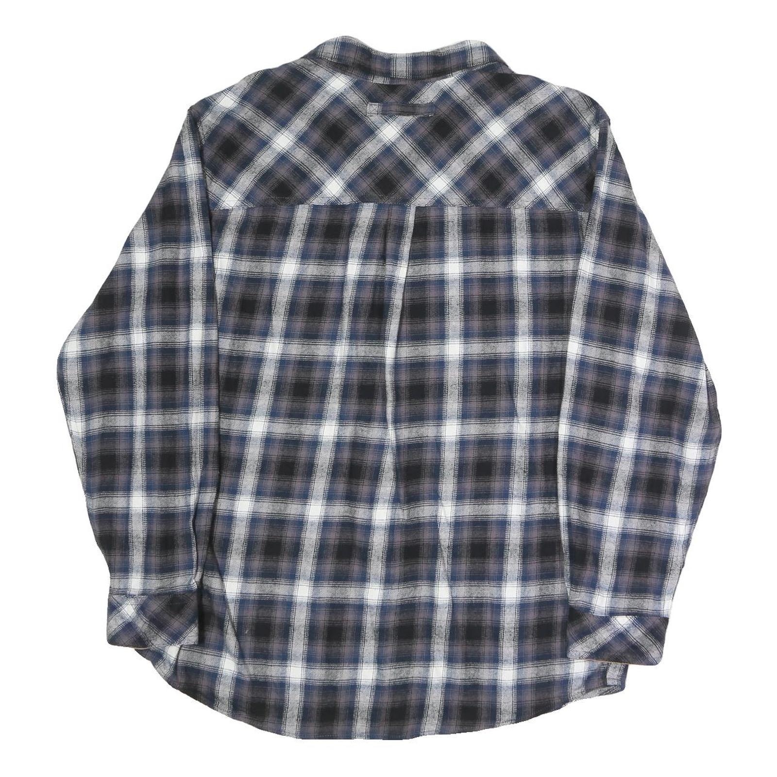 BUCK CAMP Mens Blue Black & White Checked Long Sleeve Shirt L Casual Cotton