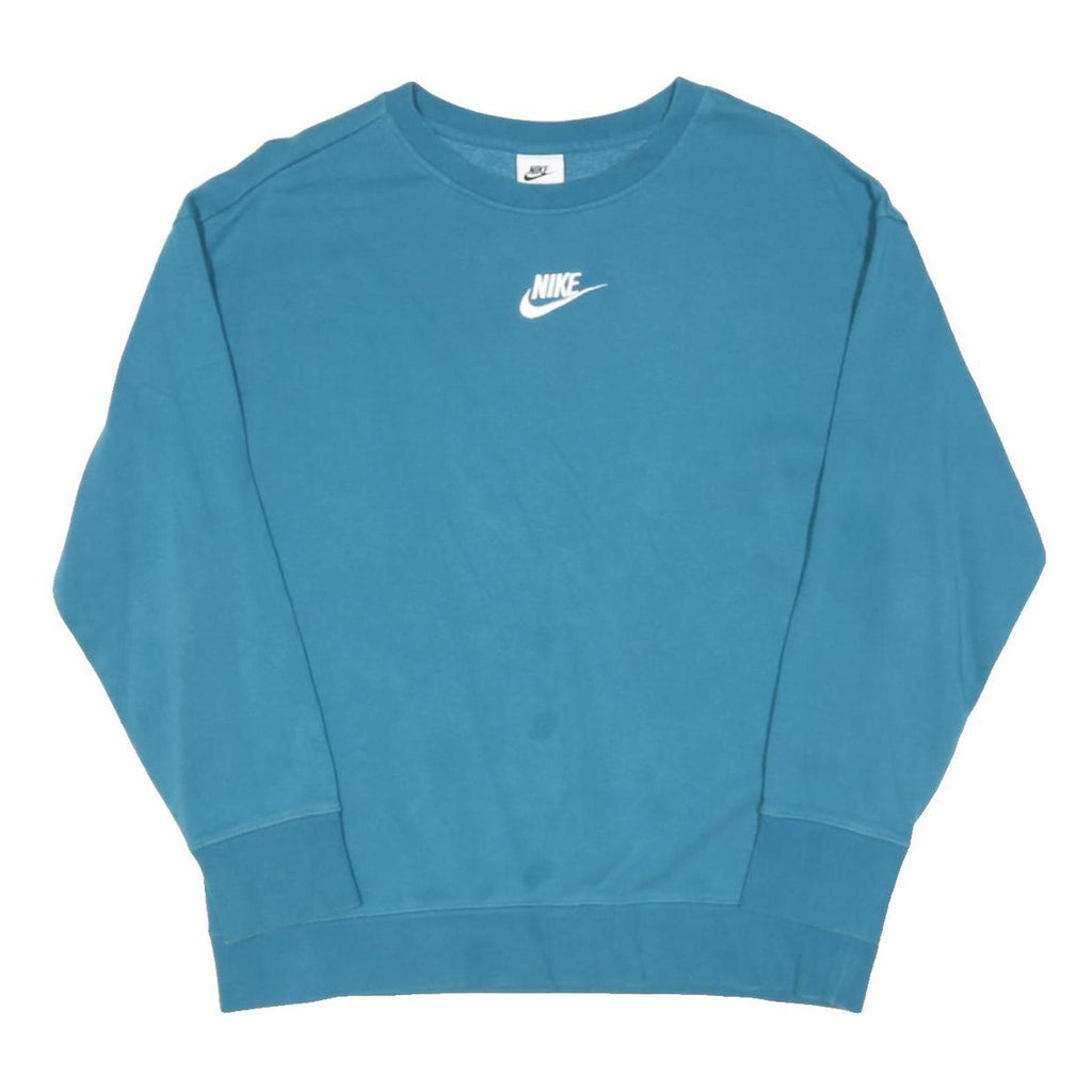 NIKE Boys Blue Crew Neck XL Sweatshirt Cotton Blend Logo Casual Pullover