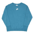 NIKE Boys Blue Crew Neck XL Sweatshirt Cotton Blend Logo Casual Pullover