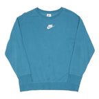 NIKE Boys Blue Crew Neck XL Sweatshirt Cotton Blend Logo Casual Pullover