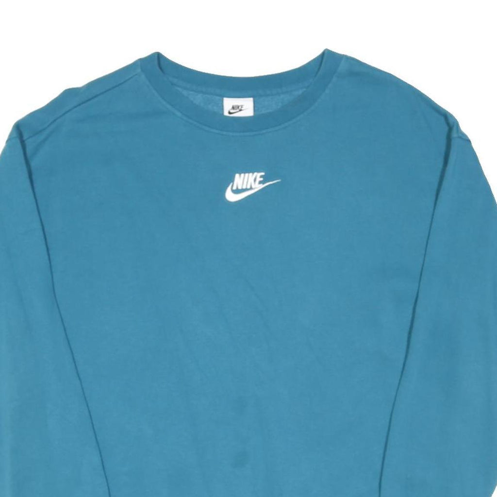 NIKE Boys Blue Crew Neck XL Sweatshirt Cotton Blend Logo Casual Pullover