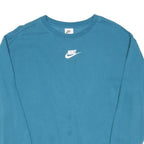 NIKE Boys Blue Crew Neck XL Sweatshirt Cotton Blend Logo Casual Pullover