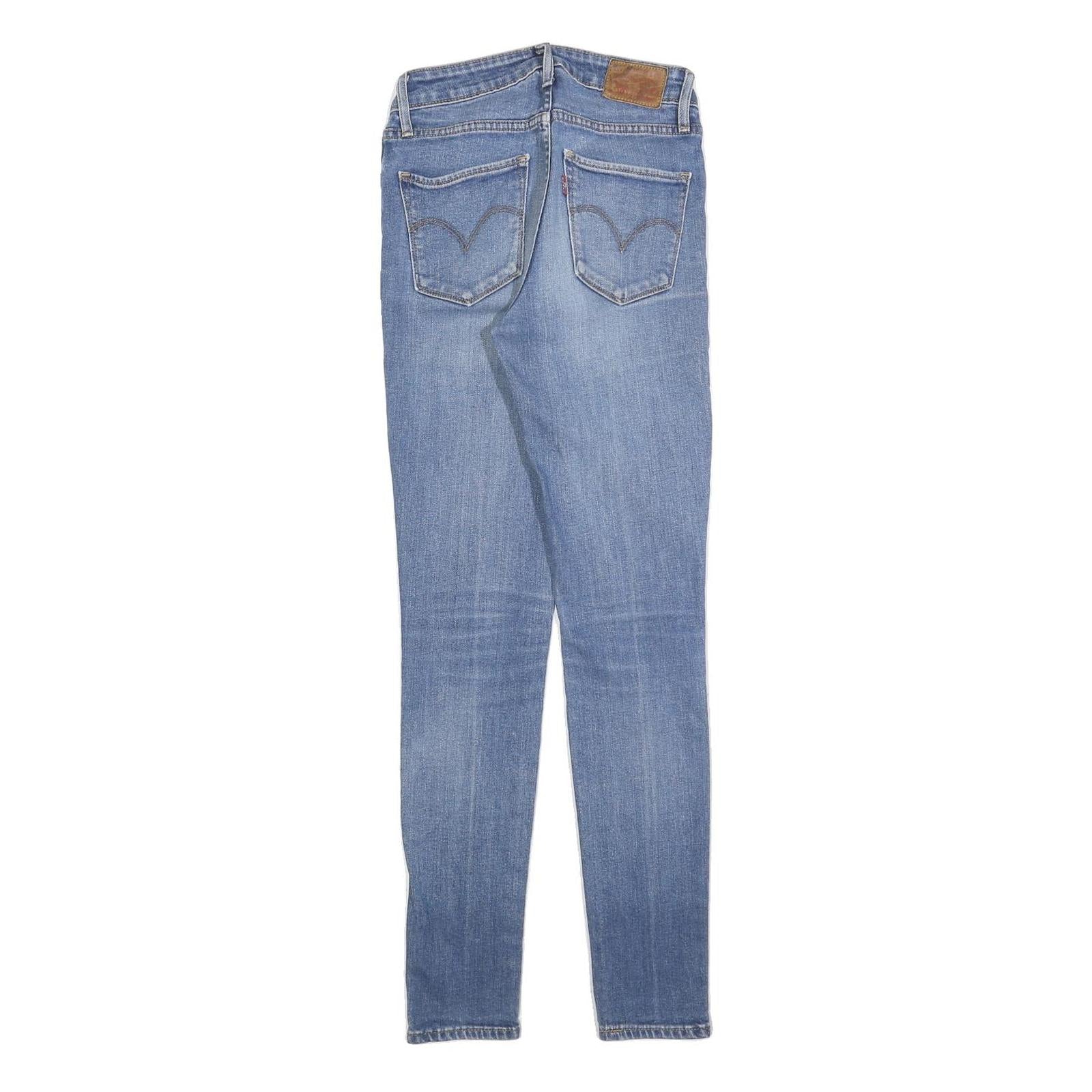 LEVI'S 721 Womens Jeans Blue Slim Skinny Denim Light W25 L29 Stretch Zip