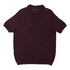 RIVER ISLAND Mens Maroon Short Sleeve Plain Polo Shirt L Cotton Casual