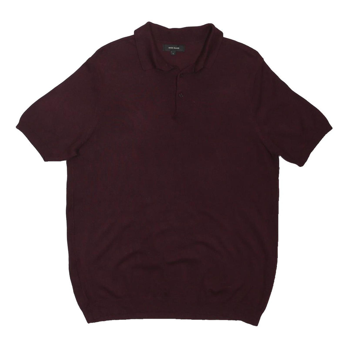 RIVER ISLAND Mens Maroon Short Sleeve Plain Polo Shirt L Cotton Casual