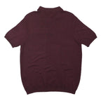 RIVER ISLAND Mens Maroon Short Sleeve Plain Polo Shirt L Cotton Casual