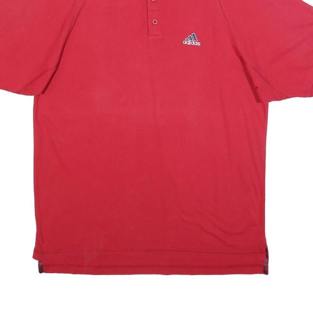 ADIDAS Mens Red Cotton Blend Short Sleeve Polo Shirt M Branded Logo Casual