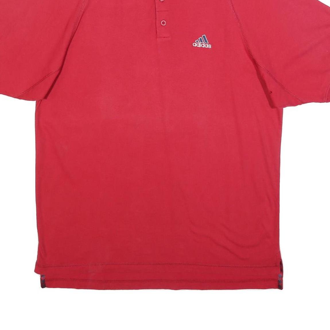 ADIDAS Mens Red Cotton Blend Short Sleeve Polo Shirt M Branded Logo Casual