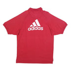 ADIDAS Mens Red Cotton Blend Short Sleeve Polo Shirt M Branded Logo Casual