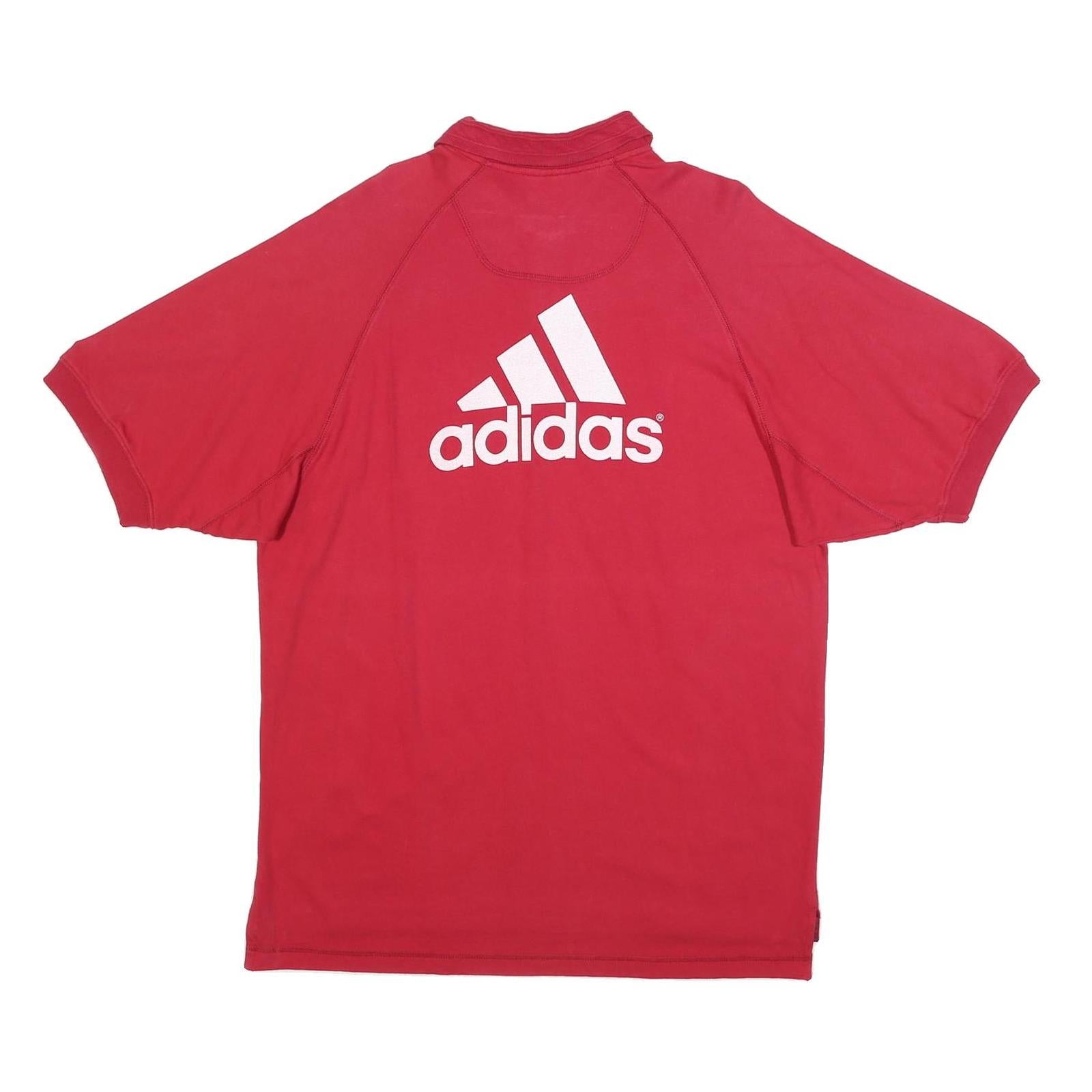 ADIDAS Mens Red Cotton Blend Short Sleeve Polo Shirt M Branded Logo Casual