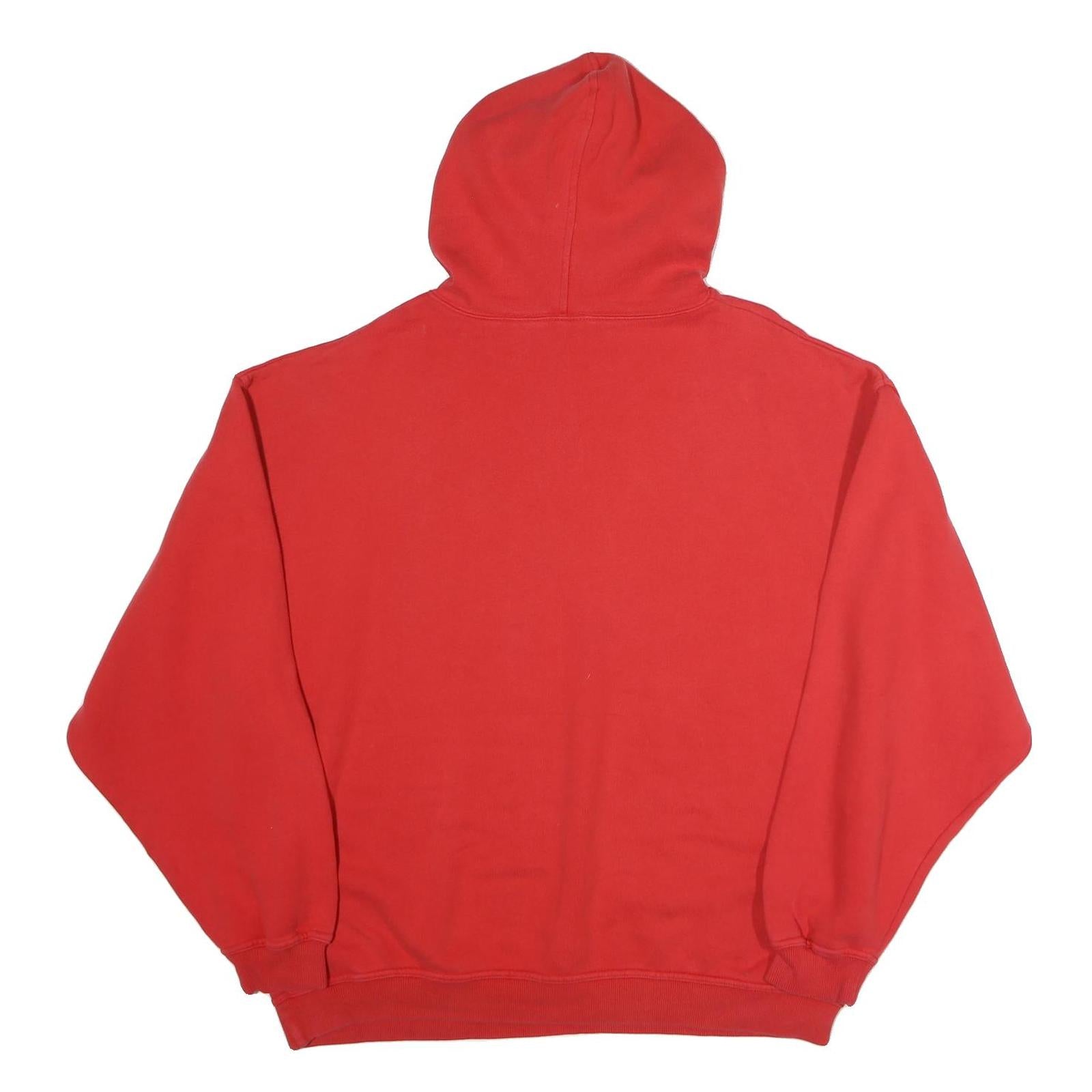FILA Mens Red Cotton Hoodie L Pullover Logo Sweatshirt Casual