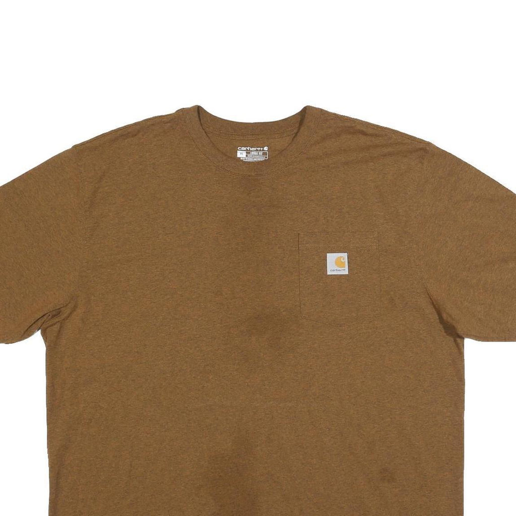 CARHARTT Mens Brown Pocket T-Shirt L Short Sleeve Crew Neck Cotton Blend Classic