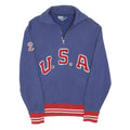 POLO RALPH LAUREN Mens Blue USA 1/4 Zip M Sweatshirt Cotton Blend Sporty Style