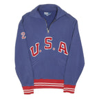 POLO RALPH LAUREN Mens Blue USA 1/4 Zip M Sweatshirt Cotton Blend Sporty Style
