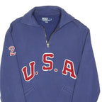 POLO RALPH LAUREN Mens Blue USA 1/4 Zip M Sweatshirt Cotton Blend Sporty Style