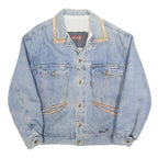 CARRERA Mens Blue Denim Button Jacket M Cotton Blend Plain Vintage Style Large
