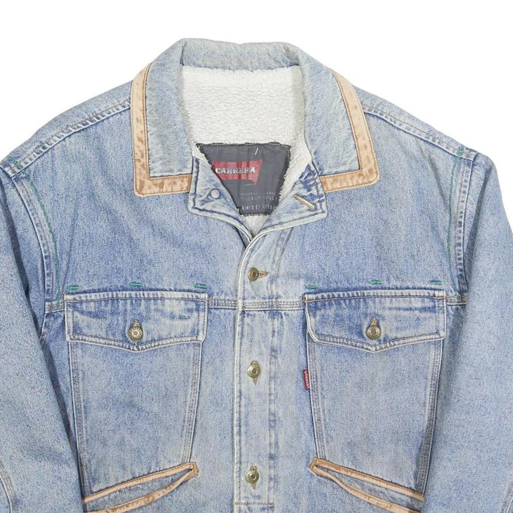 CARRERA Mens Blue Denim Button Jacket M Cotton Blend Plain Vintage Style Large