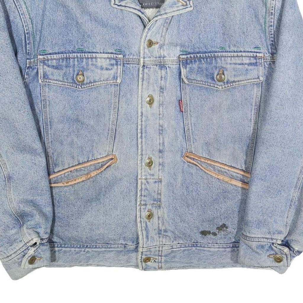 CARRERA Mens Blue Denim Button Jacket M Cotton Blend Plain Vintage Style Large