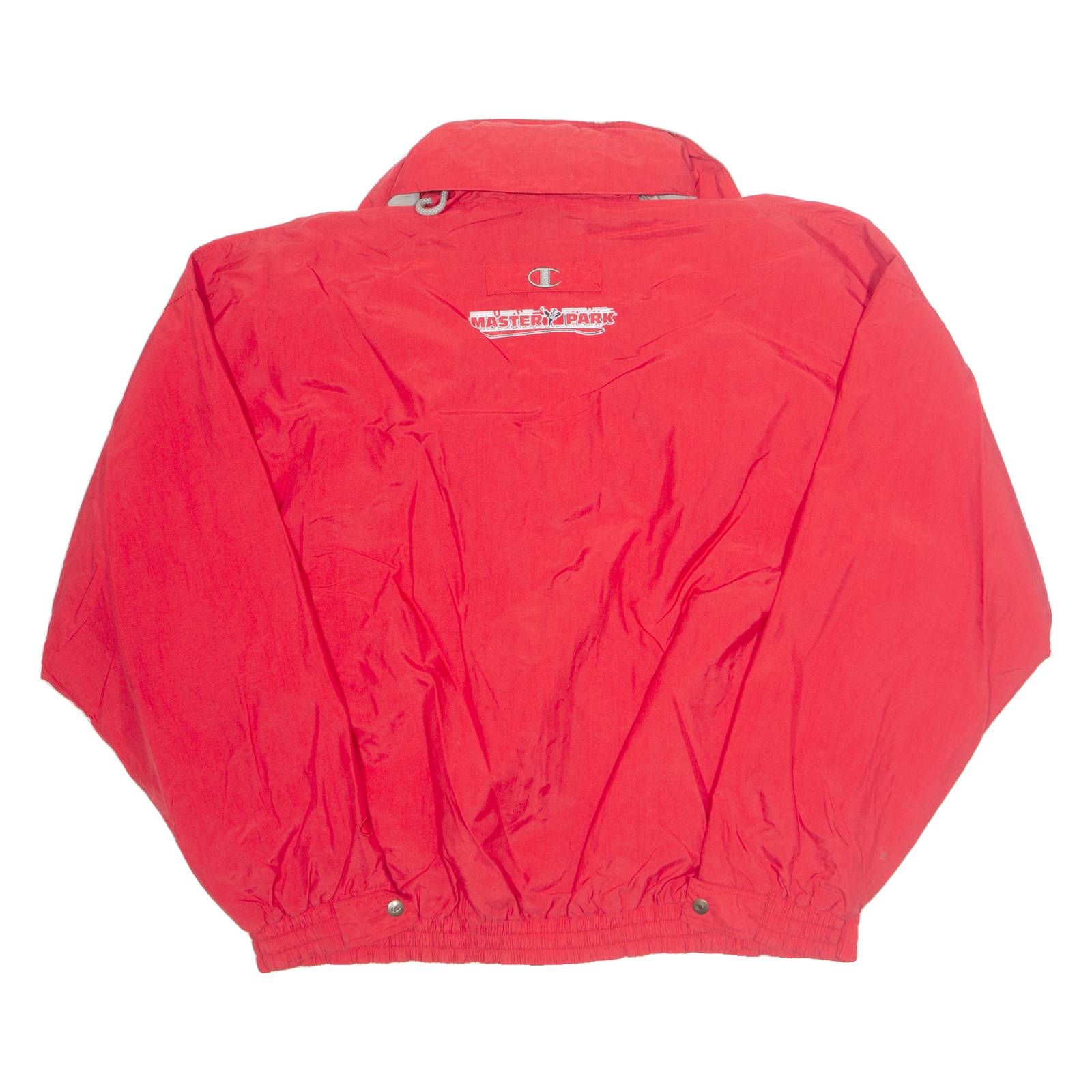 CHAMPION Mesh Lined Mens Rain Jacket Red Nylon 90s Hooded L