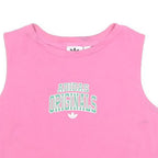 ADIDAS Womens Pink Crop Sleeveless Crew Neck Originals Print UK 10 Casual Top