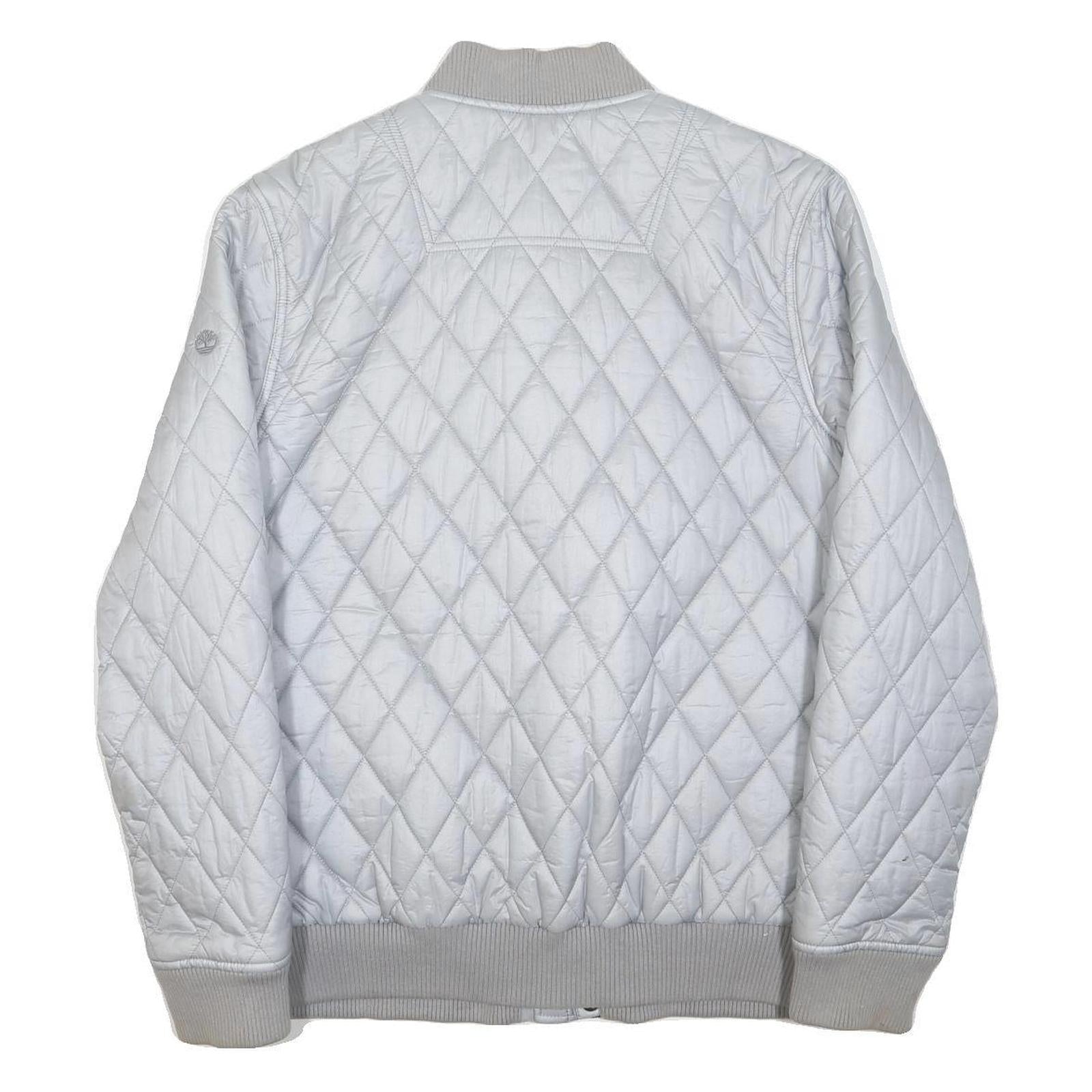 TIMBERLAND Mens White Quilted Bomber Jacket M Nylon Diamond Patterned