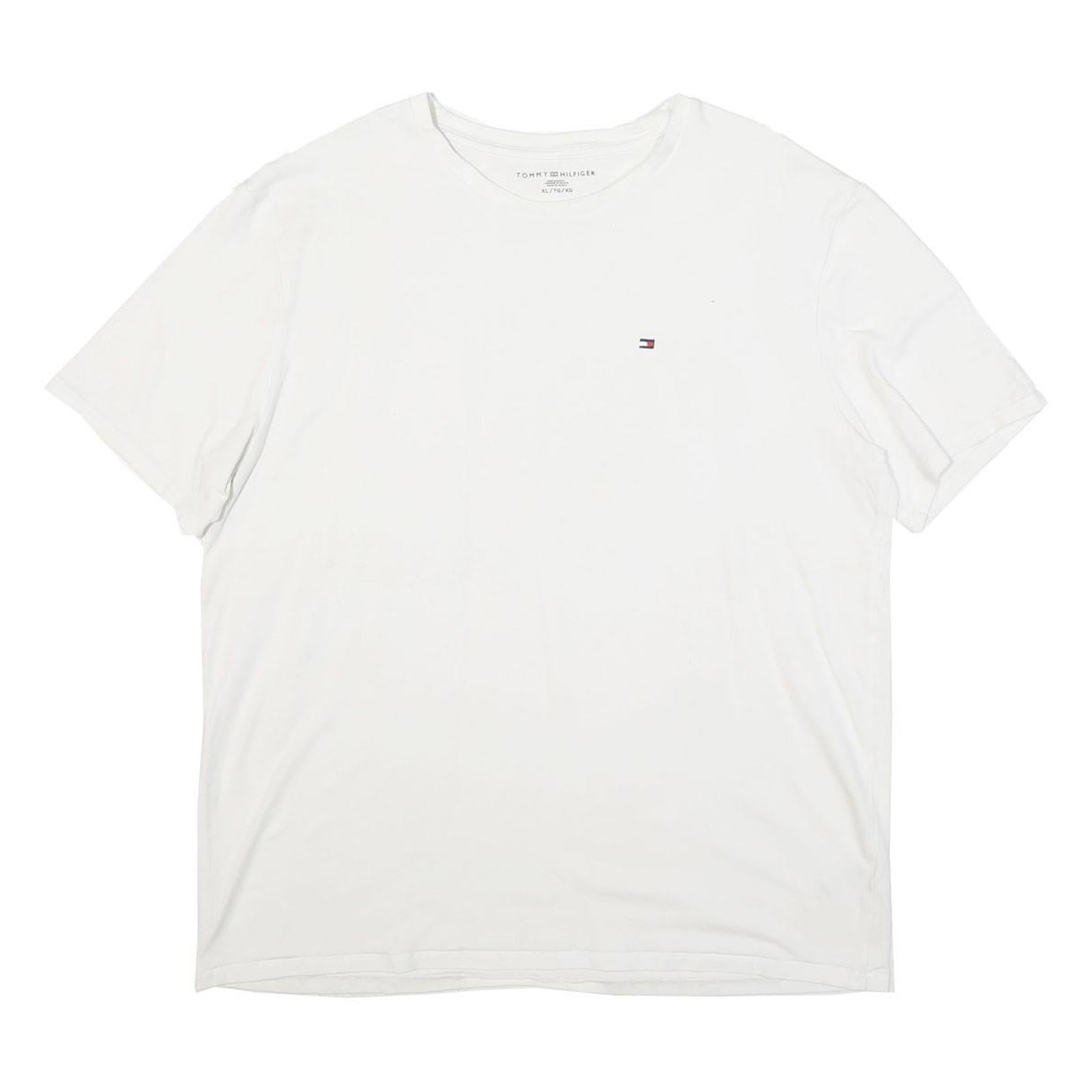 TOMMY HILFIGER Mens White T-Shirt XL Short Sleeve Crew Neck Minimal Logo