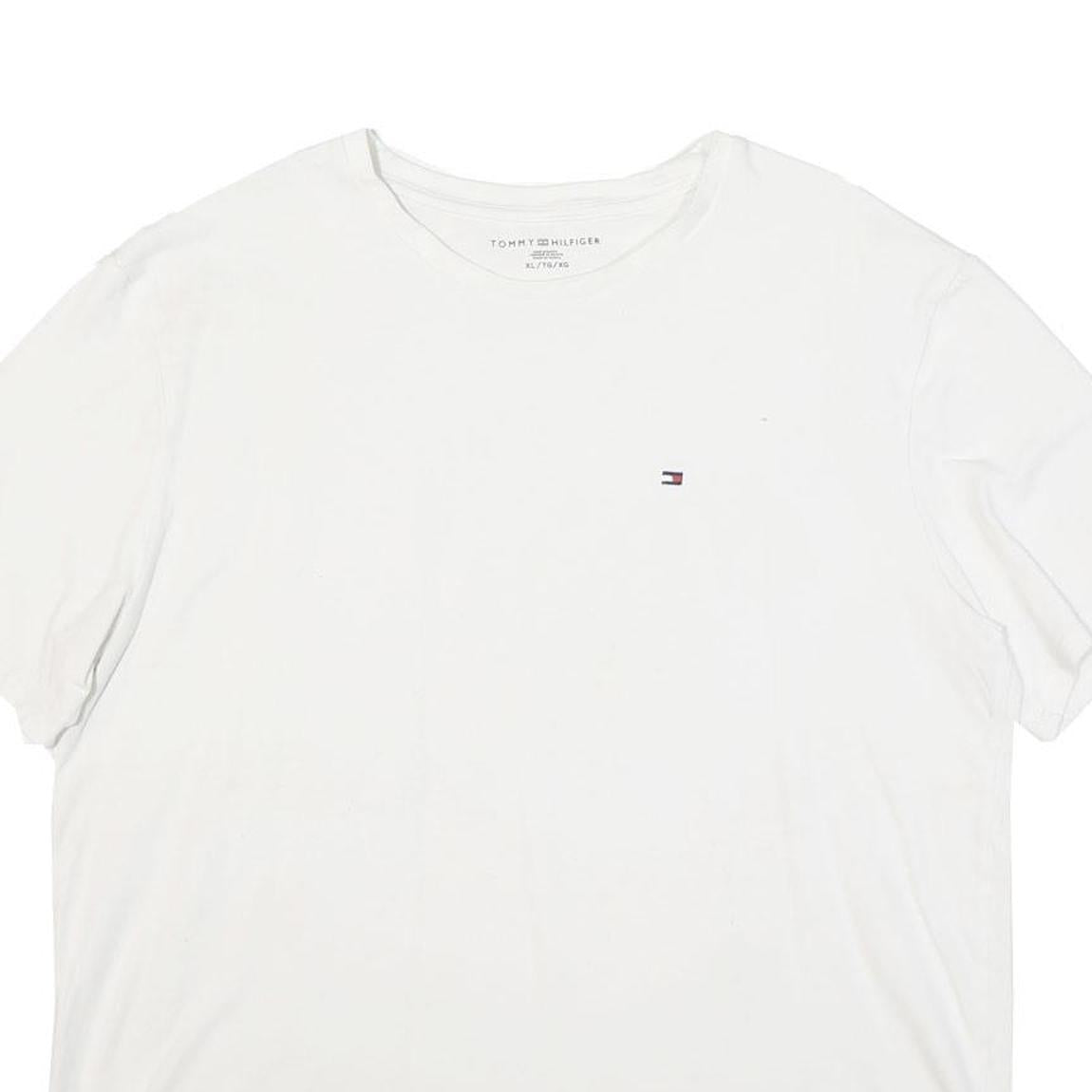 TOMMY HILFIGER Mens White T-Shirt XL Short Sleeve Crew Neck Minimal Logo