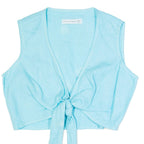 FAITHFULL THE BRAND Womens Vest Blue V-Neck Sleeveless Linen M