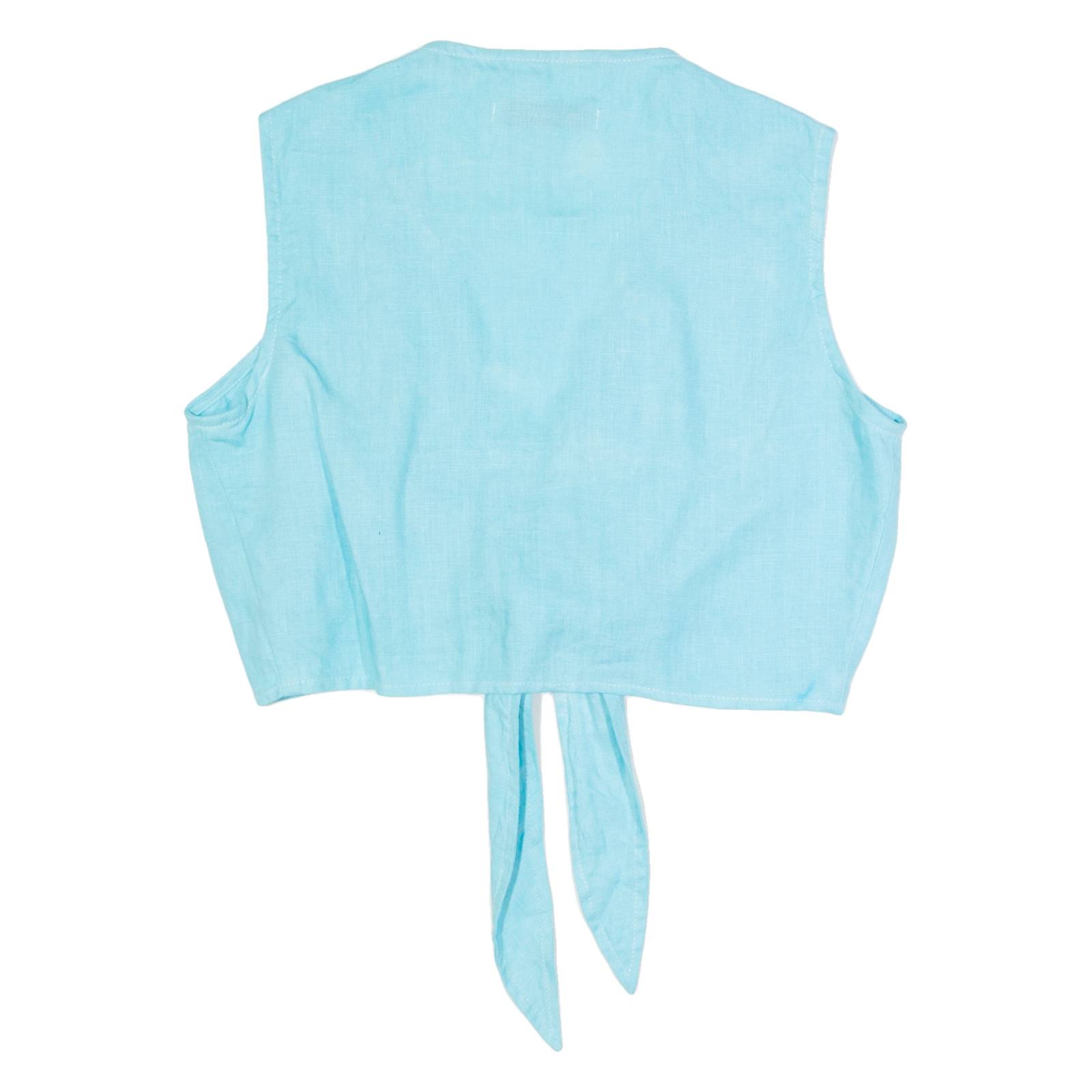 FAITHFULL THE BRAND Womens Vest Blue V-Neck Sleeveless Linen M