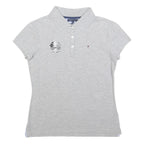 TOMMY HILFIGER Womens Grey Polo Shirt M Ryder Cup Embroidered Logo Classic