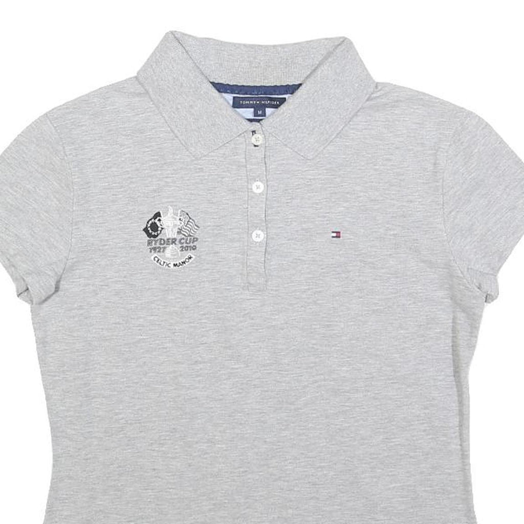 TOMMY HILFIGER Womens Grey Polo Shirt M Ryder Cup Embroidered Logo Classic