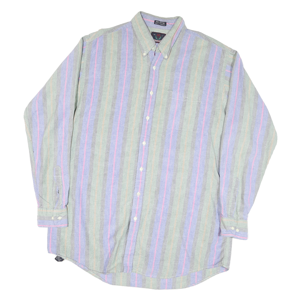 MEMBERS ONLY Mens Green & Purple Striped Cotton Blend Shirt XL Casual