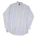 MEMBERS ONLY Mens Green & Purple Striped Cotton Blend Shirt XL Casual
