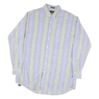 MEMBERS ONLY Mens Green & Purple Striped Cotton Blend Shirt XL Casual