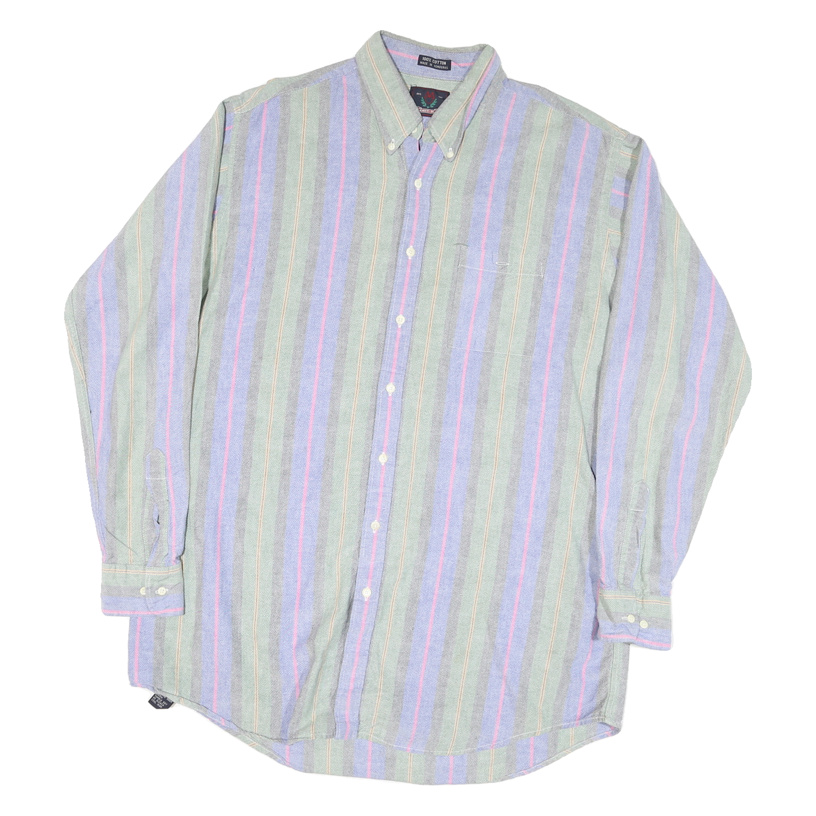 MEMBERS ONLY Mens Green & Purple Striped Cotton Blend Shirt XL Casual