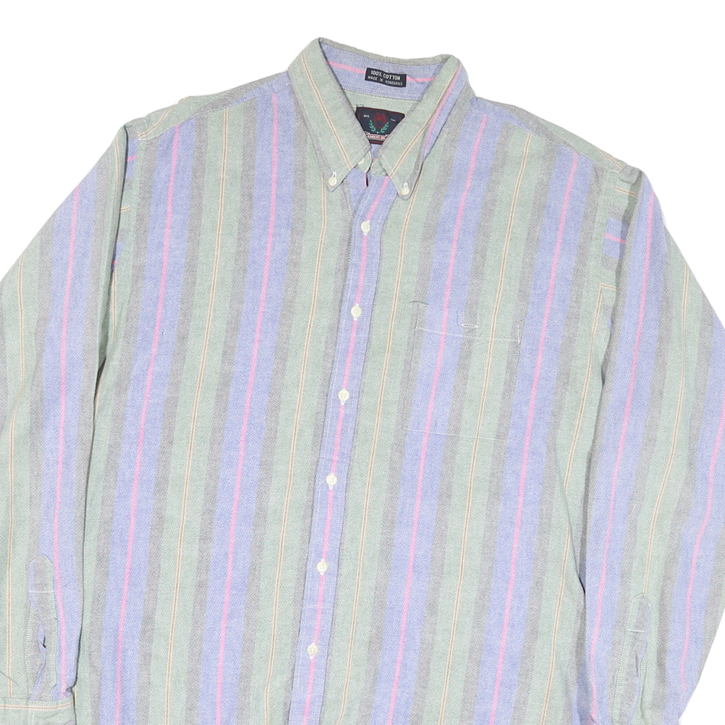 MEMBERS ONLY Mens Green & Purple Striped Cotton Blend Shirt XL Casual