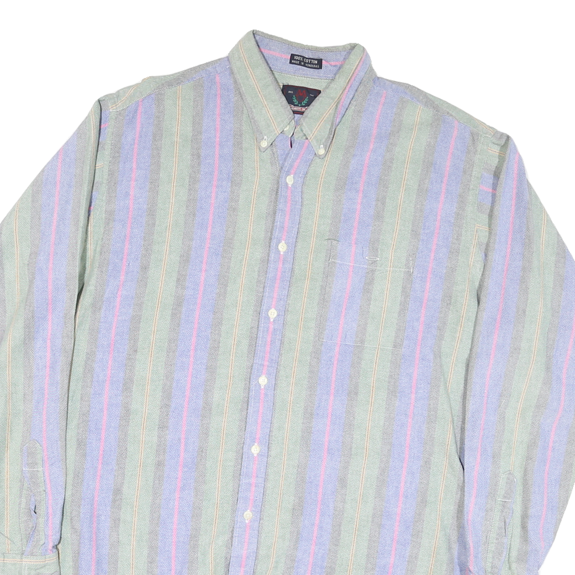 MEMBERS ONLY Mens Green & Purple Striped Cotton Blend Shirt XL Casual