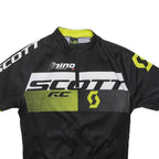 SCOTT Boys Black & Yellow Cycling Jersey 9-10Y Short Sleeve Zip Neck