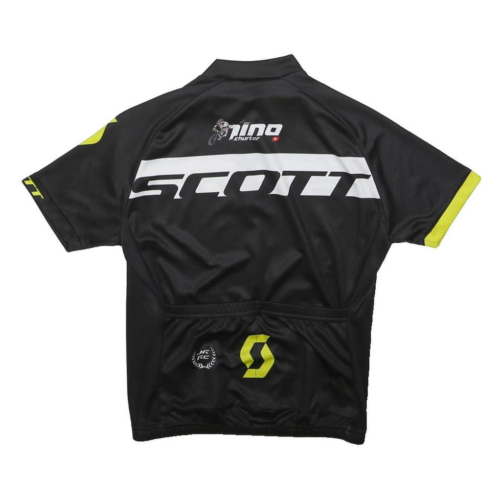 SCOTT Boys Black & Yellow Cycling Jersey 9-10Y Short Sleeve Zip Neck