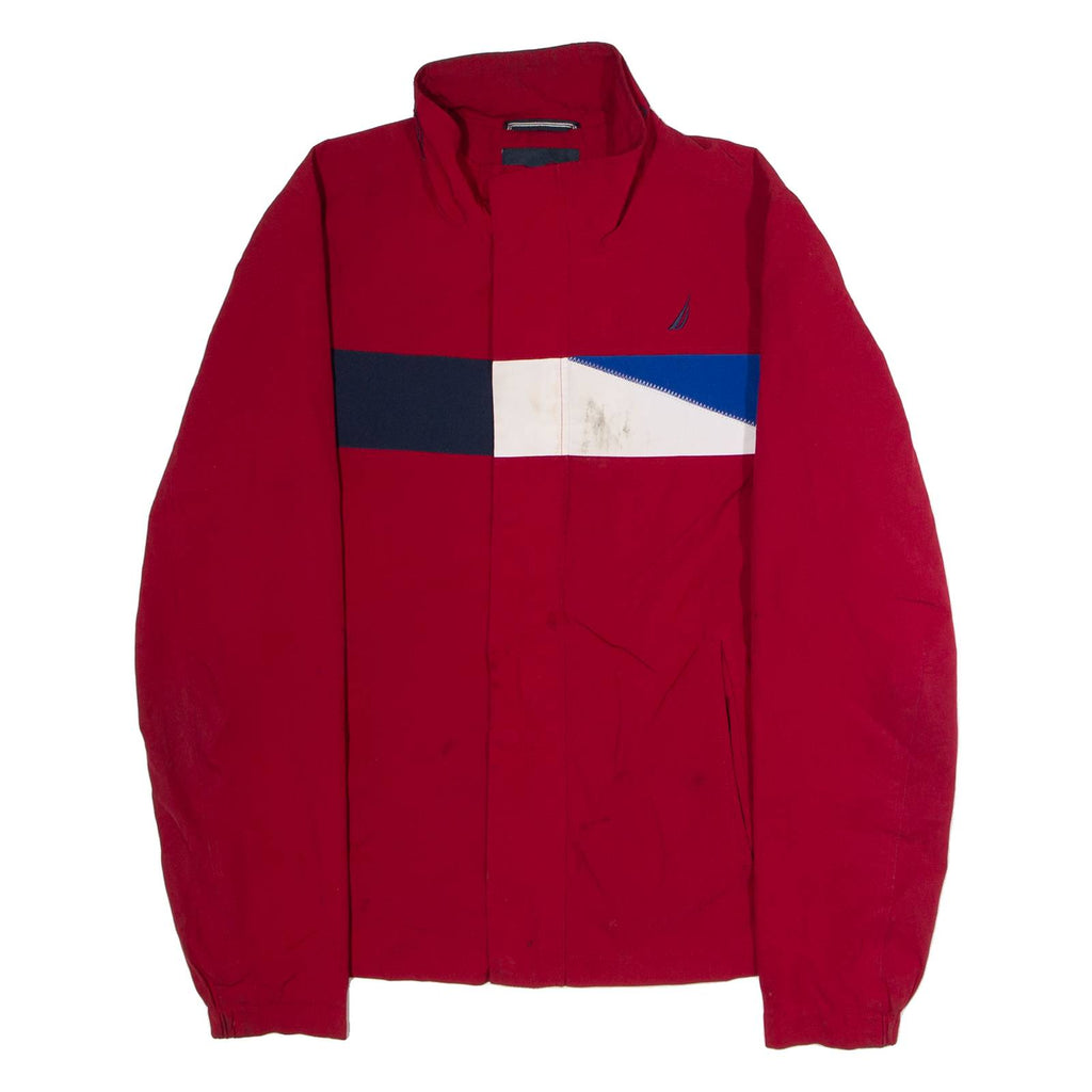 NAUTICA Mens Rain Jacket Red Colourblock S