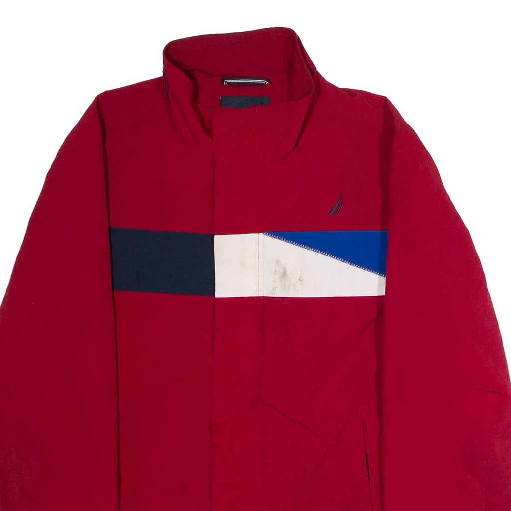 NAUTICA Mens Rain Jacket Red Colourblock S
